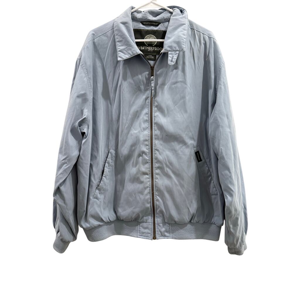 Baby Blue Weatherproof Zipper Jacket XL Elastic Waist & Cuffs Two Pockets
